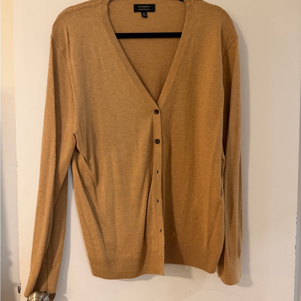 Banana Republic Factory Camel/Tan Forever Sweater V Neck Cardigan